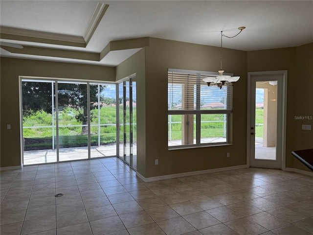 2760 Royal Palm Dr, North Port, FL 34288 - unfurnished dining area featuring tile patterned floors, healthy amount of natural light, and a chandelier