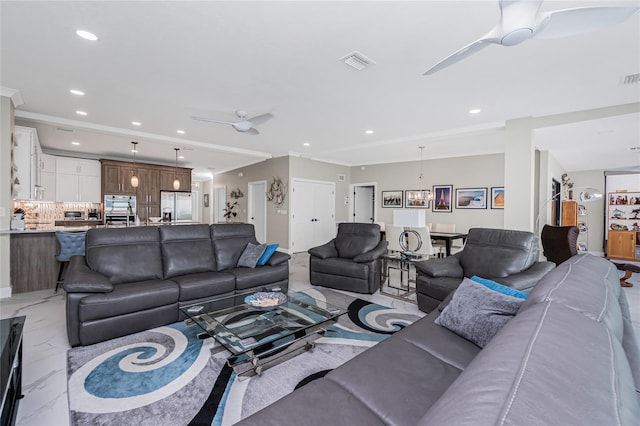 1750 Jamaica Way Unit 131, Punta Gorda, FL 33950 - living room featuring ceiling fan and recessed lighting