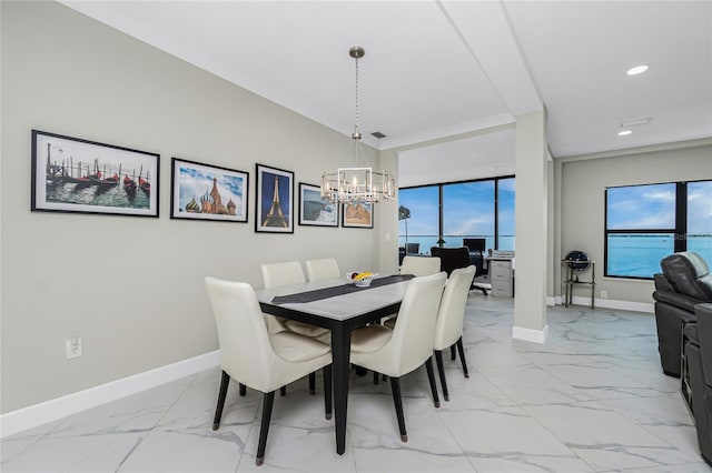 1750 Jamaica Way Unit 131, Punta Gorda, FL 33950 - dining space with a chandelier, light marble finish flooring, and recessed lighting