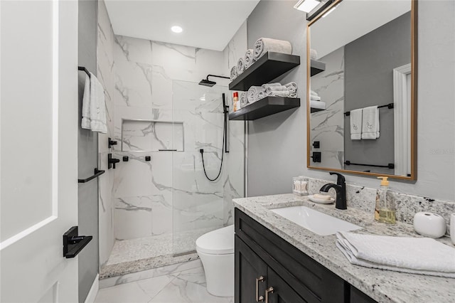 1750 Jamaica Way Unit 131, Punta Gorda, FL 33950 - full bath with marble finish flooring, vanity, a marble finish shower, and recessed lighting