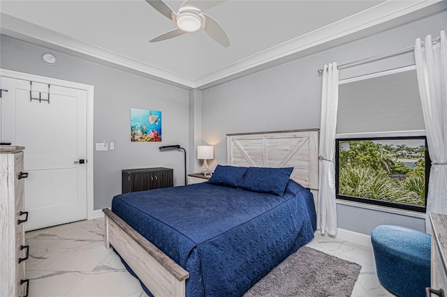 1750 Jamaica Way Unit 131, Punta Gorda, FL 33950 - bedroom featuring light marble finish flooring and ceiling fan