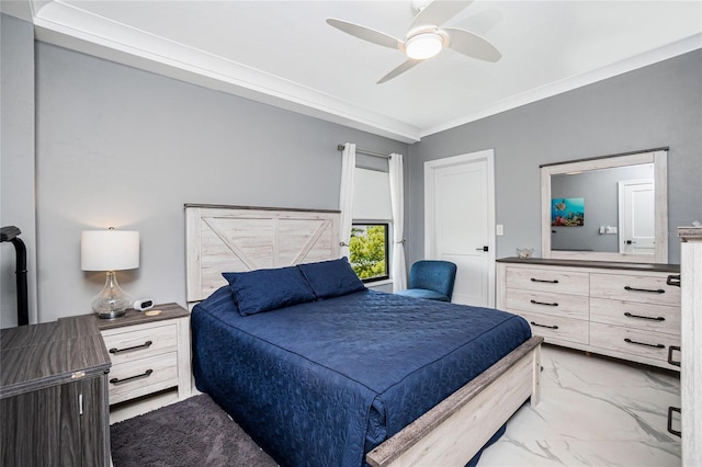 1750 Jamaica Way Unit 131, Punta Gorda, FL 33950 - bedroom featuring marble look tile flooring and ceiling fan