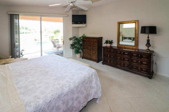 1855 Silver Palm Rd, North Port, FL 34288 - tiled bedroom featuring access to exterior and a ceiling fan
