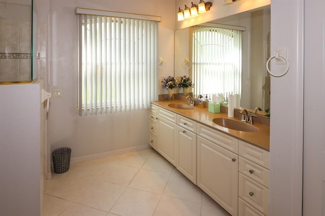 1855 Silver Palm Rd, North Port, FL 34288 - full bath with plenty of natural light, double vanity, and tile patterned flooring