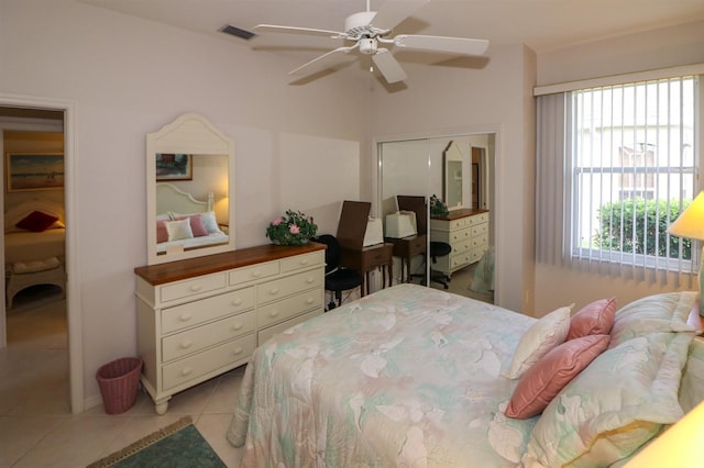 1855 Silver Palm Rd, North Port, FL 34288 - bedroom featuring light tile patterned floors, a closet, and a ceiling fan