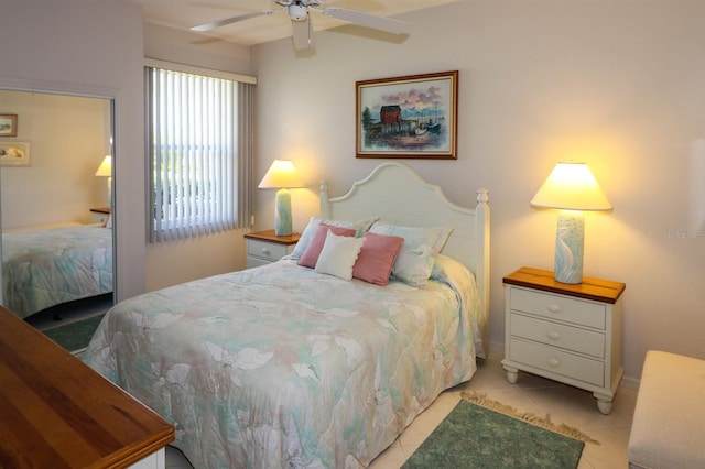 1855 Silver Palm Rd, North Port, FL 34288 - bedroom featuring light tile patterned floors and ceiling fan