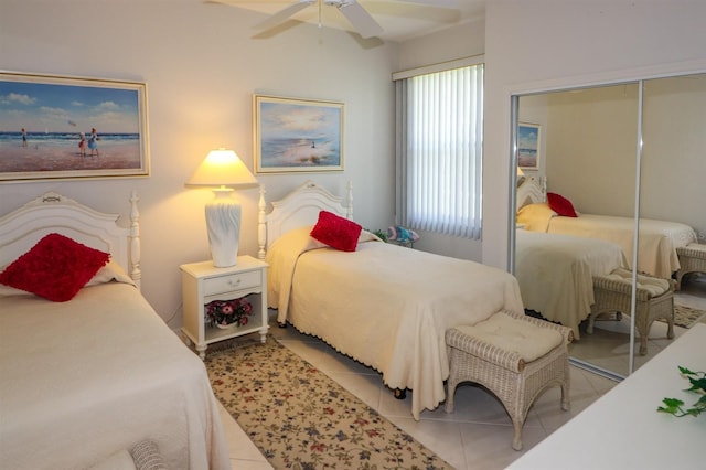 1855 Silver Palm Rd, North Port, FL 34288 - bedroom featuring a closet, tile patterned floors, and ceiling fan
