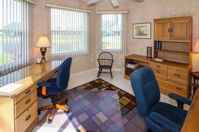 1855 Silver Palm Rd, North Port, FL 34288 - home office with tile patterned flooring and a ceiling fan