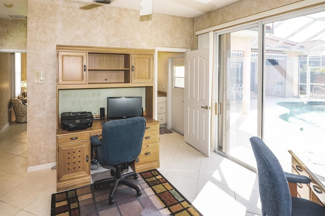 1855 Silver Palm Rd, North Port, FL 34288 - office area with light tile patterned floors and a ceiling fan
