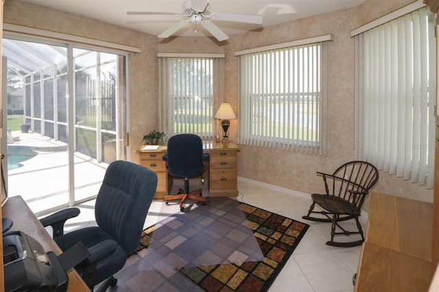1855 Silver Palm Rd, North Port, FL 34288 - office featuring plenty of natural light, ceiling fan, and tile patterned floors