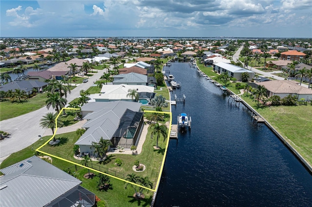 1422 Via Milanese, Punta Gorda, FL 33950 - aerial perspective of suburban area featuring a large body of water and property parcel outlined