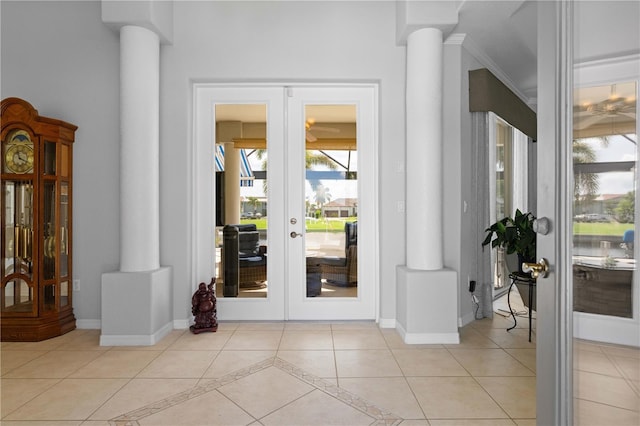 1422 Via Milanese, Punta Gorda, FL 33950 - tiled entrance foyer featuring ornate columns and french doors