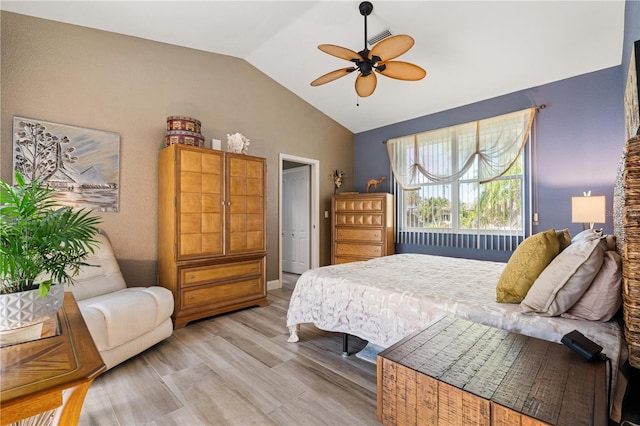 1422 Via Milanese, Punta Gorda, FL 33950 - bedroom with vaulted ceiling, light wood-style floors, and a ceiling fan
