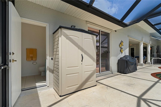 1422 Via Milanese, Punta Gorda, FL 33950 - view of patio / terrace featuring area for grilling, a lanai, and french doors