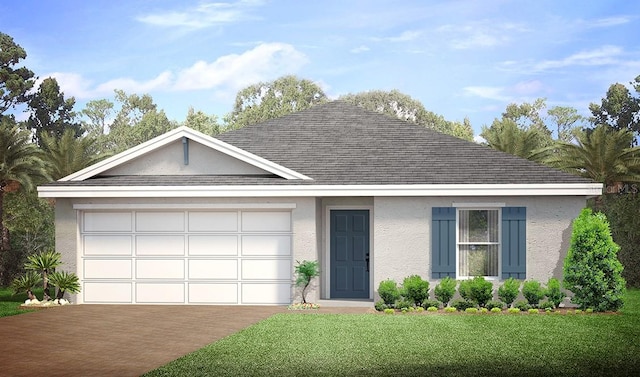 349 La Playa Ln, Port Charlotte, FL 33953 - single story home featuring concrete driveway, stucco siding, a garage, a front lawn, and a shingled roof