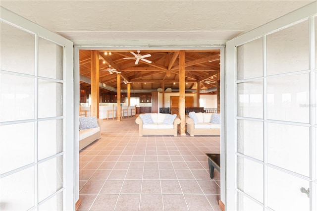 interior space with tile patterned floors