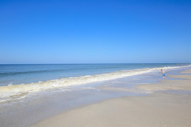 view of water feature with a view of the beach