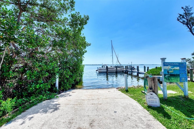 view of dock featuring a water view