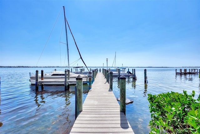 dock area featuring a water view