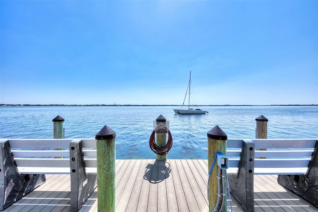 view of dock featuring a water view