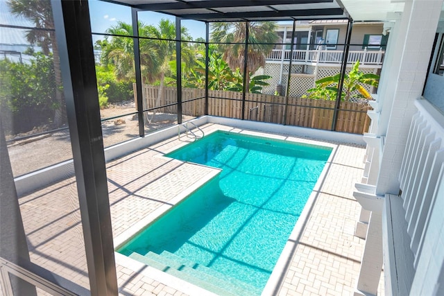 view of swimming pool featuring a patio