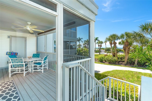 deck featuring ceiling fan