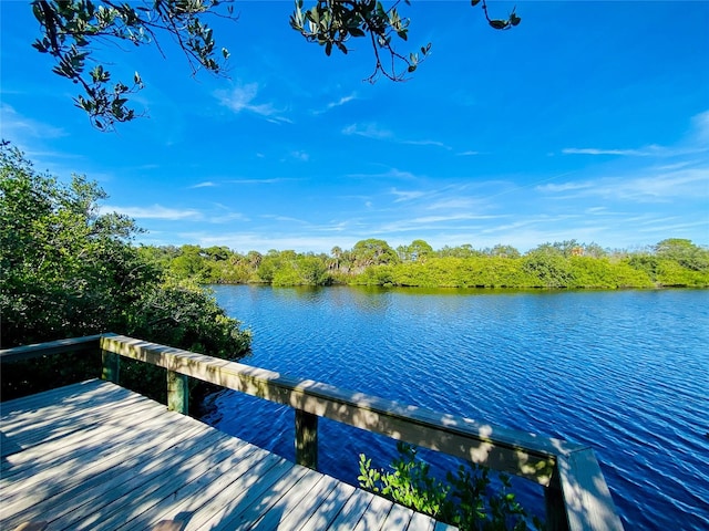 view of dock featuring a water view