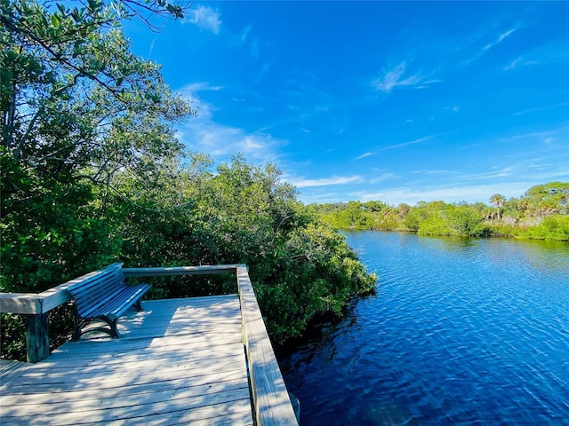 view of dock featuring a water view