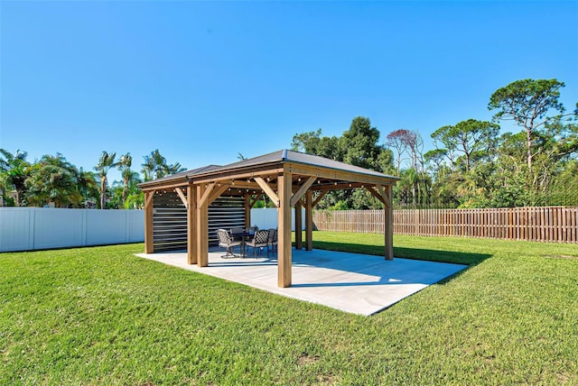 view of yard with a gazebo and a patio