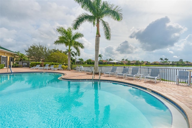 view of pool featuring a patio