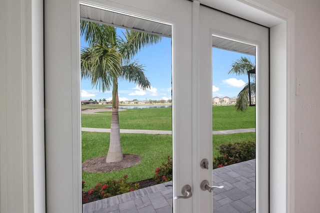 doorway to outside featuring french doors