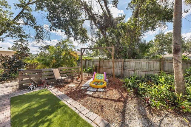 view of yard featuring a fenced backyard