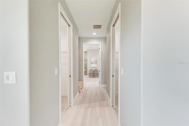 hall featuring light wood-type flooring