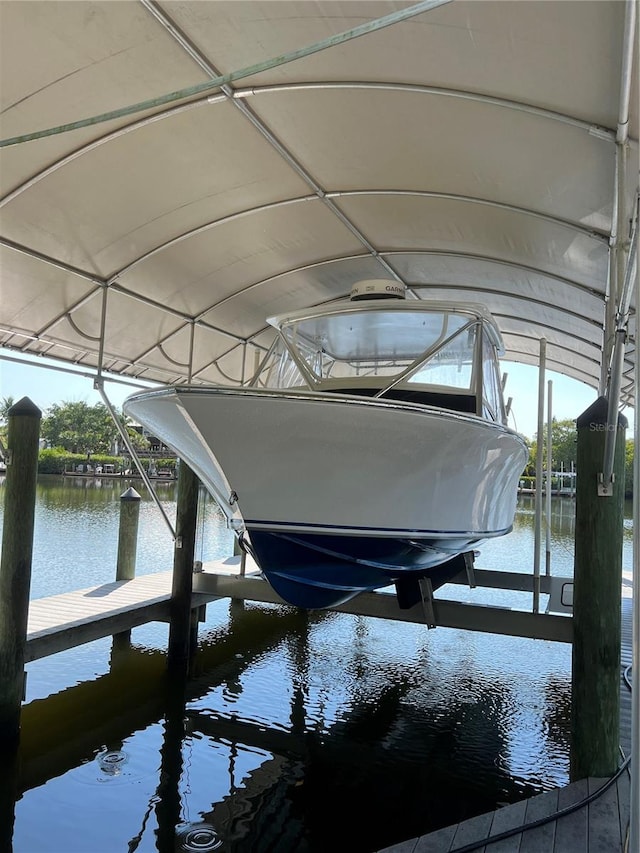 view of dock featuring a water view