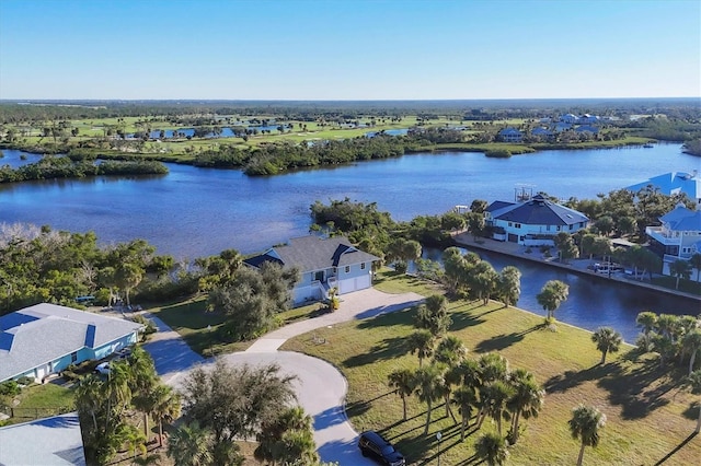 bird's eye view featuring a water view