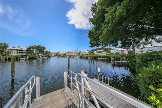 view of dock featuring a water view