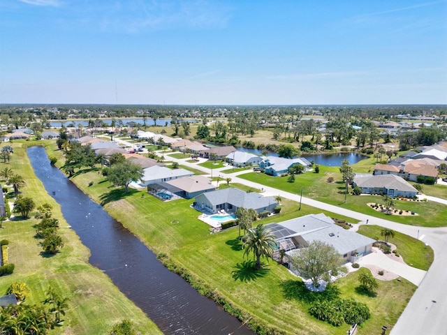 bird's eye view featuring a water view