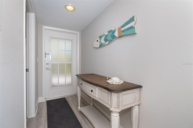 entryway with light wood-type flooring