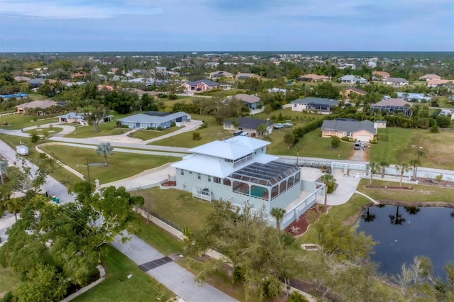 bird's eye view featuring a water view