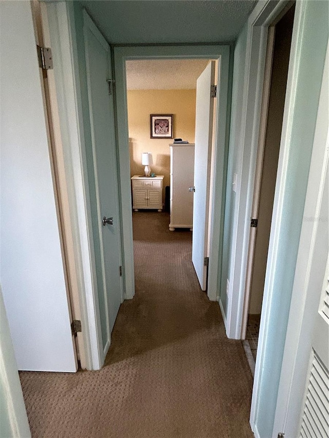 hallway featuring carpet flooring