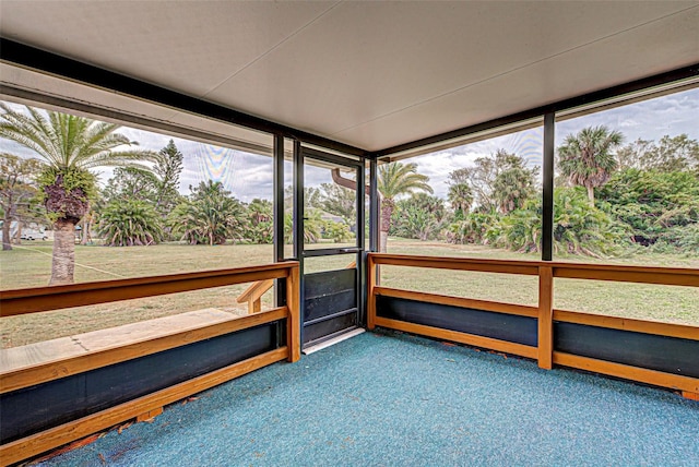 view of unfurnished sunroom