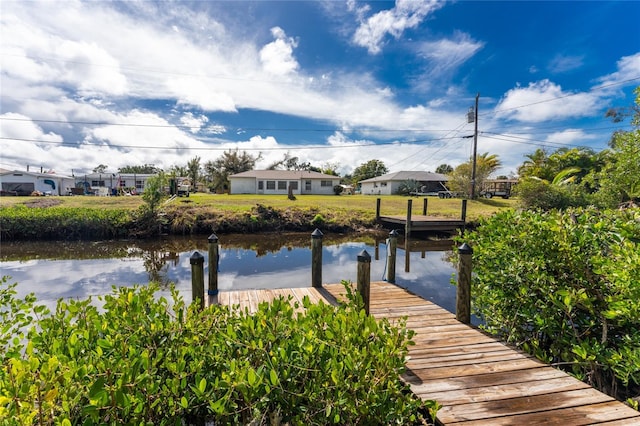 view of dock featuring a water view