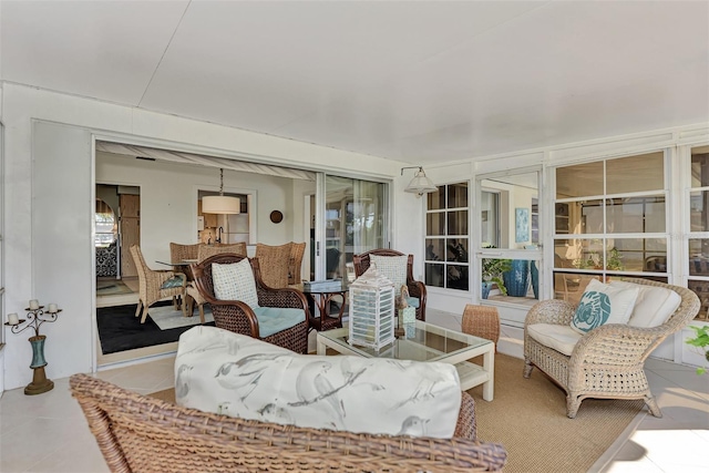 view of tiled living room