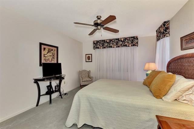 bedroom with carpet and ceiling fan