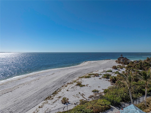 view of water feature with a view of the beach