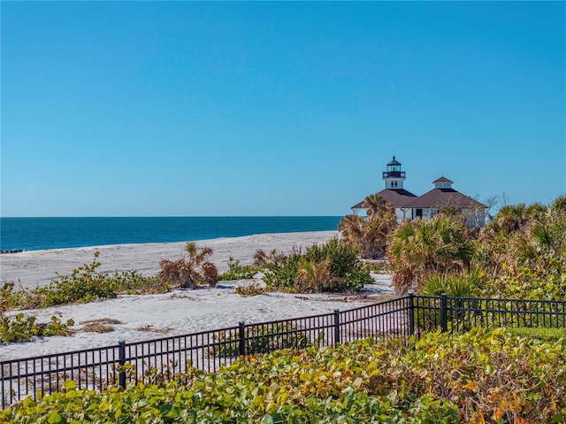 view of water feature featuring a view of the beach