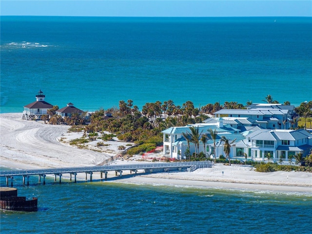 view of water feature featuring a beach view