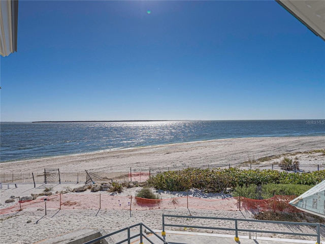 property view of water with a beach view