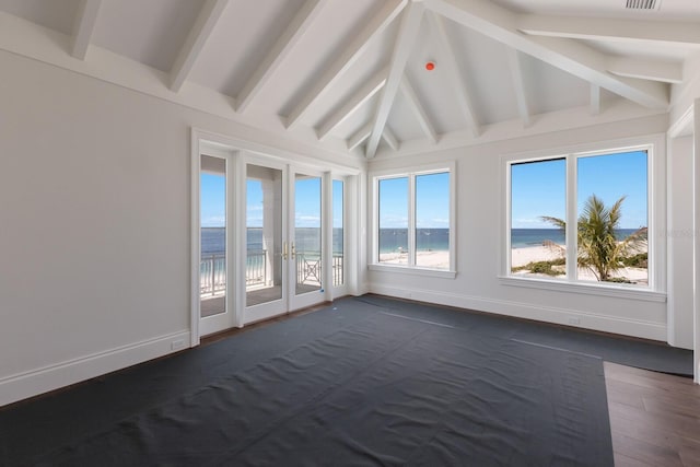894 Hill Tide Ln, Boca Grande, FL 33921 - unfurnished sunroom with french doors and a water view