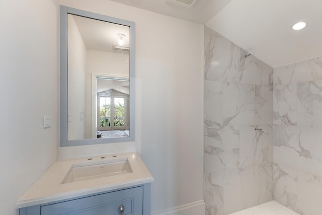 894 Hill Tide Ln, Boca Grande, FL 33921 - full bathroom with vanity and a marble finish shower